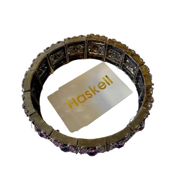 Vintage Haskell Art Deco Purple Stoned Stretch Bracelet. Very Pretty. - Picture 6 of 6